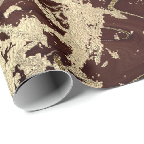 Marble Champaigne Gold Sepia Burguny Metal Strokes Wrapping Paper