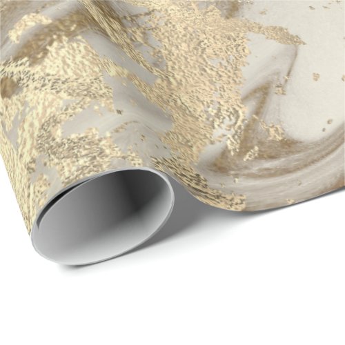 Marble Champaigne Gold Sepia Honey Metal Strokes Wrapping Paper