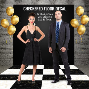 Marble Checkered Peel & Stick Black White Seamless Floor Decals