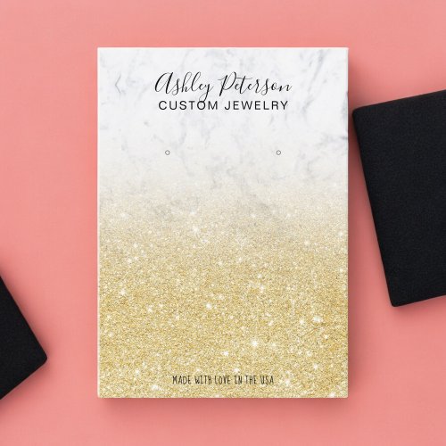 Marble chic gold glitter jewelry earring display business card