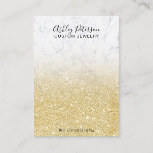 Marble chic gold glitter jewelry earring display business card