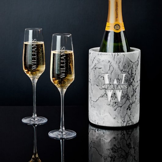Marble Chiller with Set of 2 Champagne Flutes (Front)