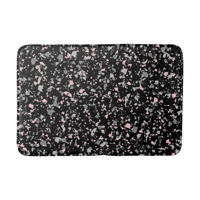 Marble chips stone shapes pieces abstract textured bath mat (Front)
