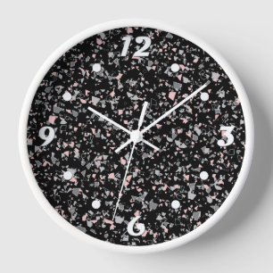 Marble chips stone shapes pieces abstract textured clock