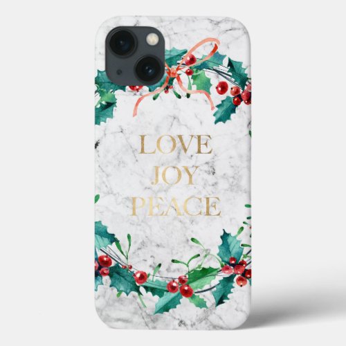 Marble Christmas Flowers 12 Pattern iPhone 13 Case