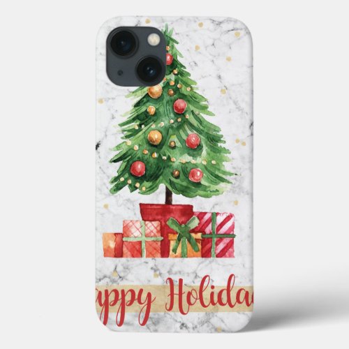 Marble Christmas Flowers 1 Pattern iPhone 13 Case