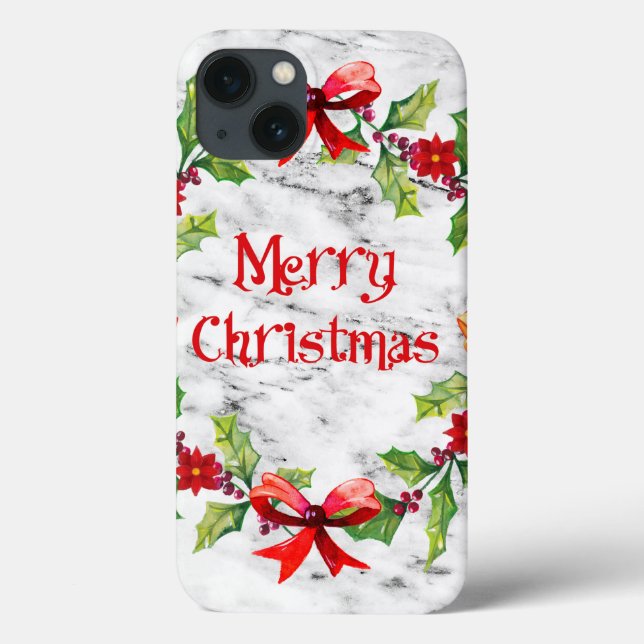 Marble Christmas Flowers 5 Pattern Case-Mate iPhone Case (Back)