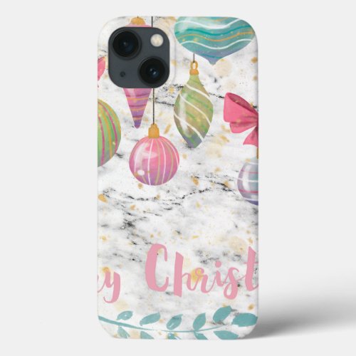 Marble Christmas Flowers 8 Pattern iPhone 13 Case