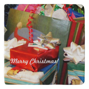 Marble Christmas Present Trivet