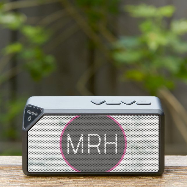 Marble Circular Initial Pastel Pink Bluetooth Speaker (Insitu(Outdoor))