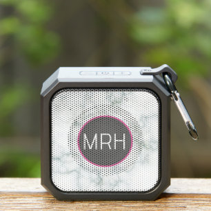 Marble Circular Initial Pastel Pink Bluetooth Speaker