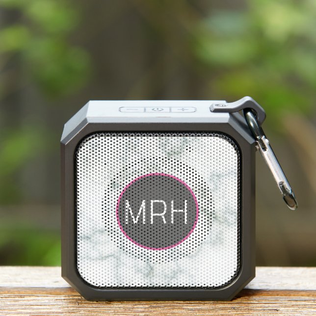 Marble Circular Initial Pastel Pink Bluetooth Speaker (Insitu(Outdoor))