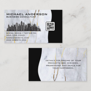 Marble City Skyline QR Code Business Card