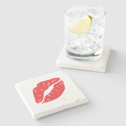 Marble Coasters with Kissable Lips
