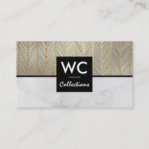 Marble Color Block   Gold Lines Business Card