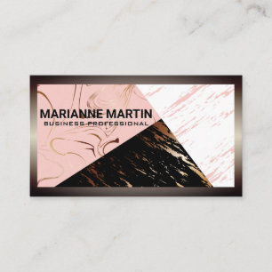 Marble Color Blocks Metal Border Business Card