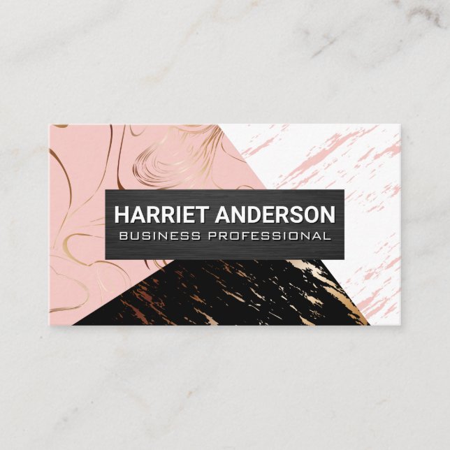 Marble Color Blocks | Modern Trendy Business Card (Front)