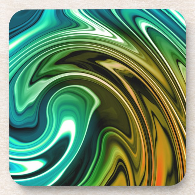 Marble Color Waves Beverage Coaster (Front)