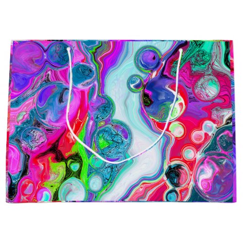 Marble Colorful Fluid Art  Birthday Large Gift Bag