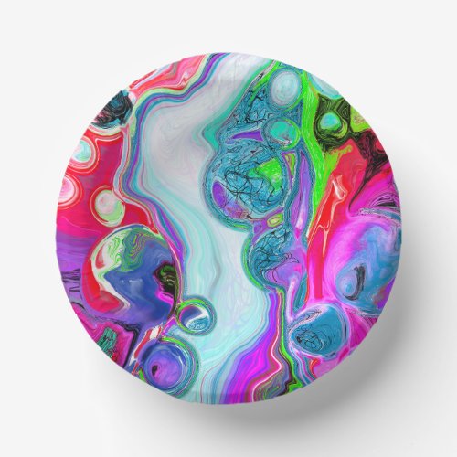 Marble Colorful Fluid Art   Paper Bowls