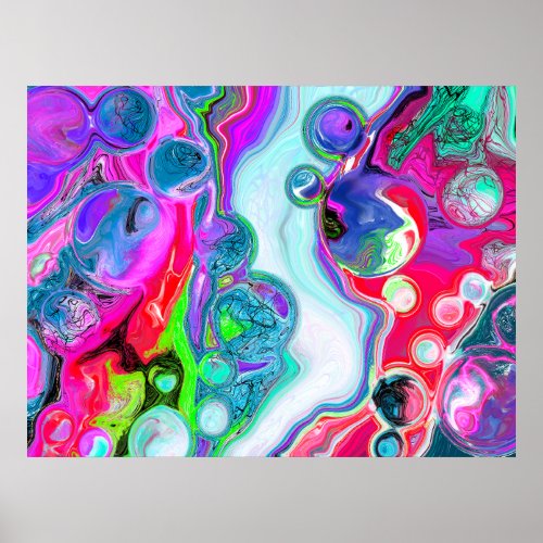 Marble Colorful Fluid Art   Poster