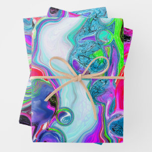 Marble Colorful Fluid Art Wrapping Paper Sheets