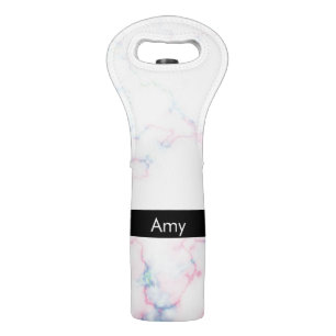 Marble Colorful Pattern Name Wine Bag