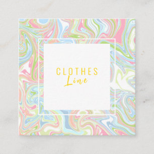 Marble Colorful Rainbow QR Code Liquid Boho Modern Square Business Card