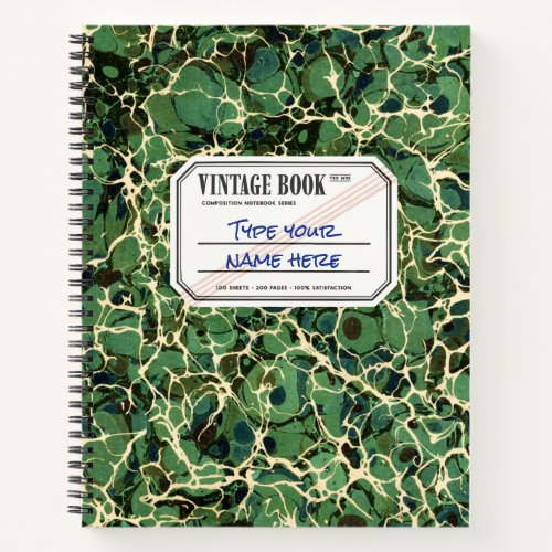 Marble Composition Notebook Green Custom Label