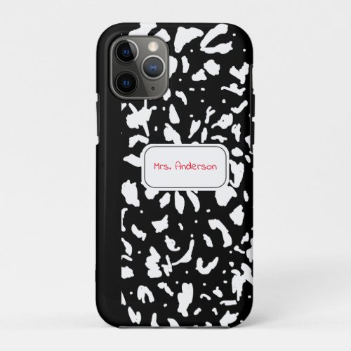 Marble Composition Notebook Personalized iPhone 11 Pro Case