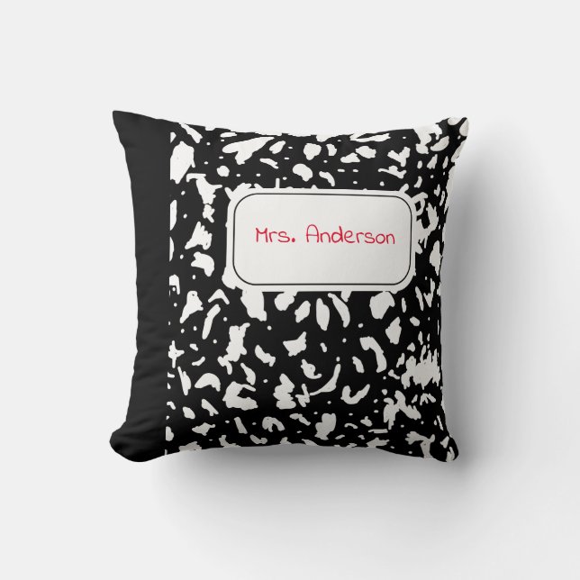 Marble Composition Notebook Personalized Throw Pillow (Front)