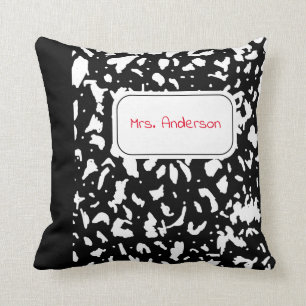 Marble Composition Notebook Personalized Throw Pillow