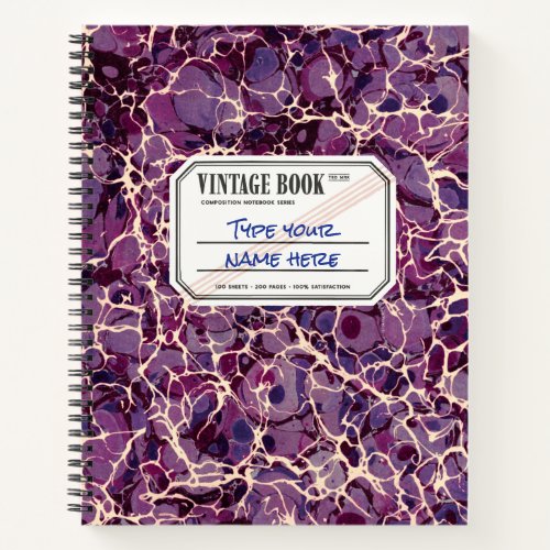 Marble Composition Notebook Purple Custom Label