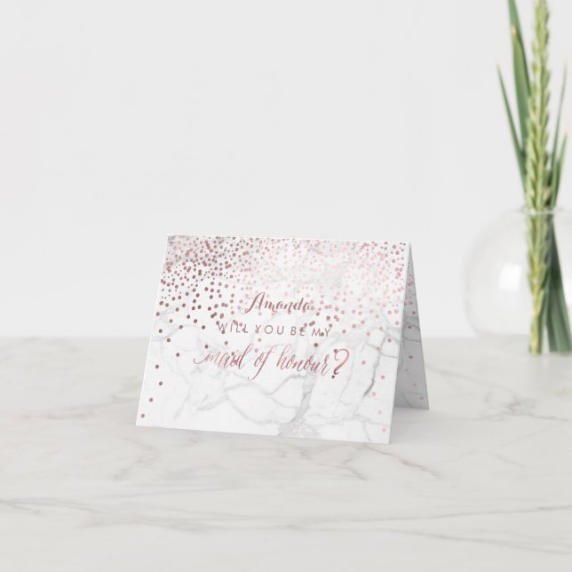 Marble+Confetti Will You Be My Maid of Honour Invitation (Front)