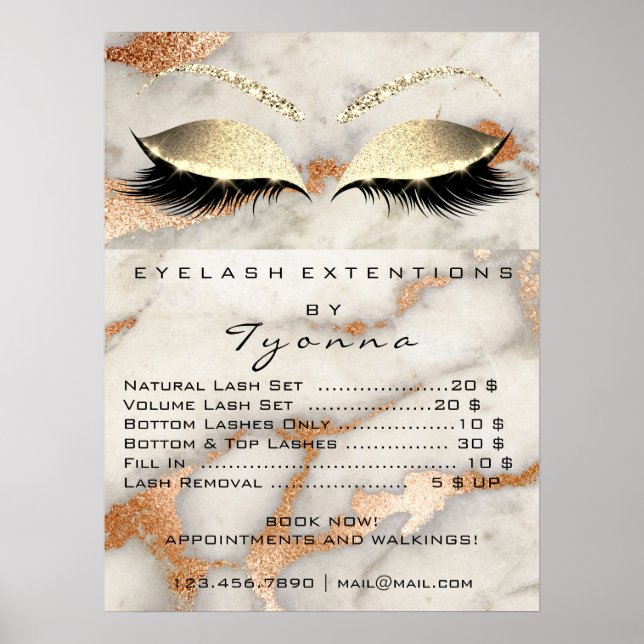 Marble Copper Gray Makeup  Eyes Lashes Prices Poster (Front)