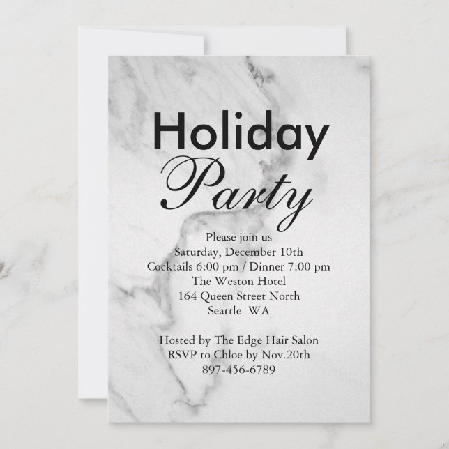 Marble Corporate Holiday Party Invitation (Front)