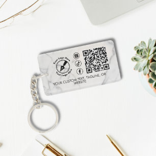 Marble Custom Logo QR Social Marketing Notary  Keychain