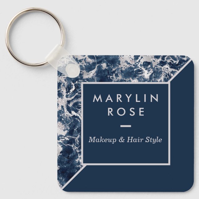 MARBLE CUSTOMIZABLE SQUARE BUSINESS  KEYCHAIN (Front)