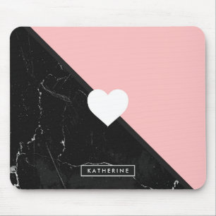 Marble & Cute Heart Mouse Pad