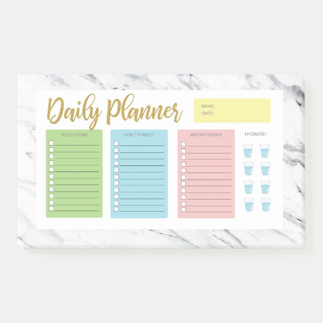 Marble Daily Planner Post-it Notes (Front)