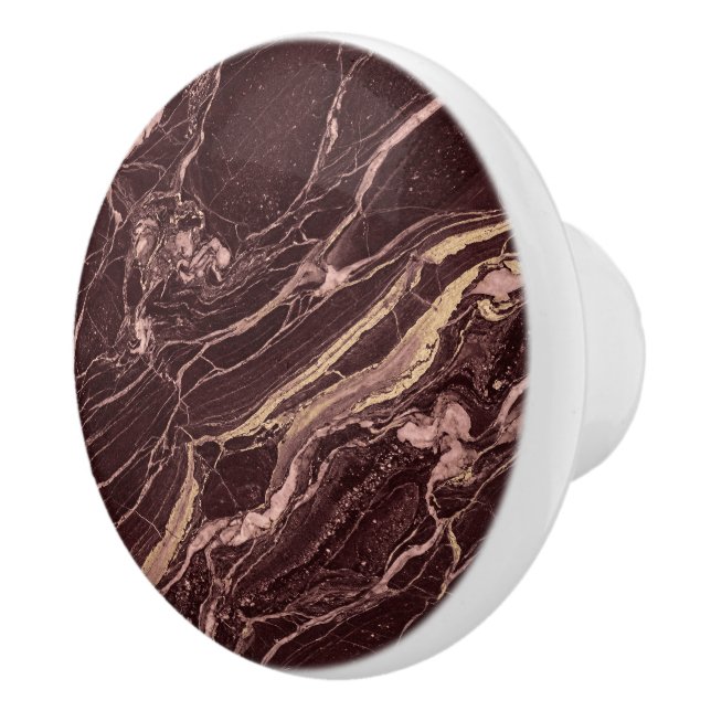 Marble Dark Red Elegant Luxury Modern Aesthetic Ceramic Knob (Right)