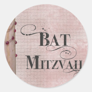 Marble design Bat Mitzvah Classic Round Sticker