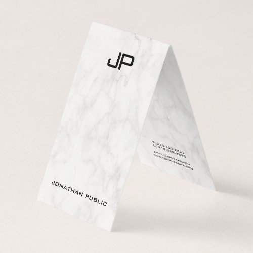 Marble Design Modern Monogram Elegant Clean Folded Business Card