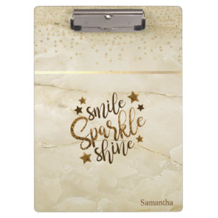 Marble, Diamonds,Smile Sparkle Shine -Personalized Clipboard