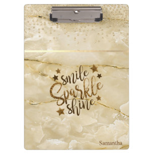 Marble, Diamonds,Smile Sparkle Shine -Personalized Clipboard