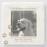 Marble Dog Memorial Photo Plaque Angel Wings Stone Coaster