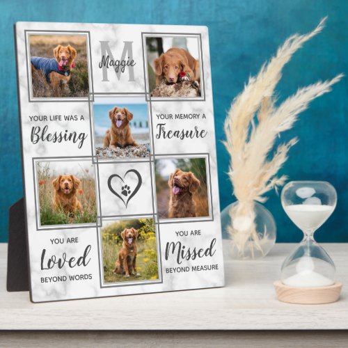 Marble Dog Pet Memorial Photo Collage Keepsake Plaque