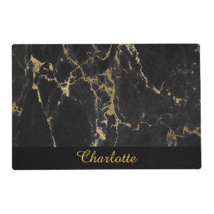 MARBLE DOUBLE SIDED BLACK GOLD PERSONALISED  PLACEMAT