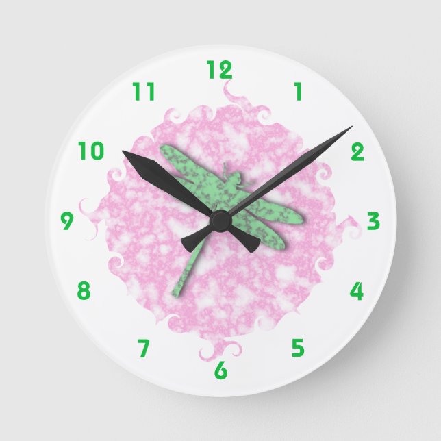 Marble Dragonfly Wall Clock (Front)