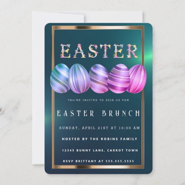Marble Easter Cute Eggs Invitation (Front)